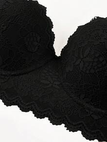 صدرية دانتيل كبيرة الحجم مع سلك داعم - تغطية كاملة ورفع الصدر، تصميم مطرز جذاب للأعلى بدون ظهر، صدرية يومية مضادة للانهيار لقمصان التي-شيرت