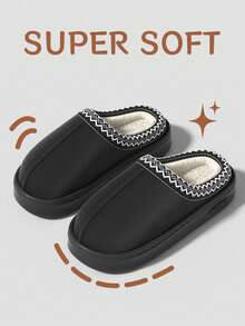 Pantoufles en peluche chaudes pour femmes, pantoufles de maison à semelle épaisse doublée, convenant pour l'automne/l'hiver