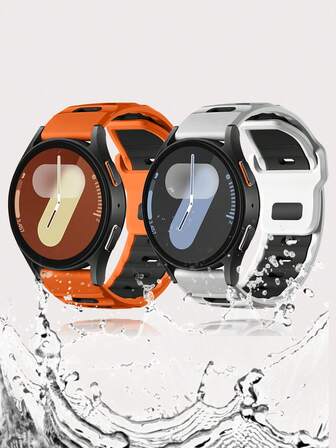 Correa deportiva compatible con Samsung Galaxy Watch 7/6/5/4 de 40 mm y 44 mm, correas para Galaxy Watch FE de 40 mm, correas para Galaxy Watch 6/4 Classic de 47 mm, 43 mm, 46 mm y 42 mm/correa para Galaxy Watch 5 Pro de 45 mm, de 20 mm, de dos tonos sin espacio, de silicona suave de repuesto para hombres y mujeres