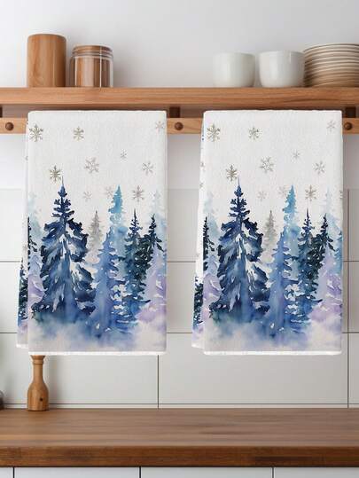 2 pièces Serviettes à vaisselle décoratives de Noël avec gnomes et vaches pour la cuisine de style ferme, la salle de bain. Serviettes de cuisine, de maison, de cuisson, de nettoyage