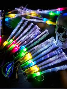 5/10 pièces Bâtons lumineux à fibre optique, bâtons lumineux en mousse LED, bâtons lumineux à fibre optique colorés avec 3 modes d'éclairage - bâtons lumineux à fibre optique, bâtons clignotants LED pour accessoires de fête phosphorescente pour enterrements de vie de garçon/fille, convient pour les fournitures de fête