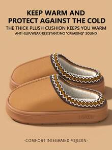 Pantoufles en peluche chaudes pour femmes, pantoufles de maison à semelle épaisse doublées pour porter à l'intérieur et à l'extérieur, automne/hiver