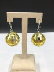 1 Pair 2-3CM Glass Mirror Ball Earrings, Disco Silver Vintage Lamp Earrings, Party Gifts Suitable For Women Holiday Wear
