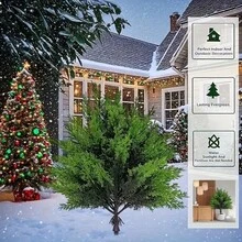1pc Artificial Cedar, Fake Pine Wood Shaped Tree, Real Green Christmas Pine, Includes Planting Stake, Suitable For Indoor/Outdoor Home Decor, Garden Decoration, Realistic Fake Evergreen Christmas Tree For Holiday Table Center, Fireplace, Wall, Indoor And Outdoor Christmas Decoration
