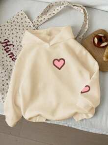 Tween Girl Graphic Print Thermal Lined Hoodie Sweatshirt, Warm & Comfortable For Autumn/Winter