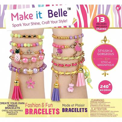 Spin Master Make It Belle Creative Beads Bracelet Making Kit, 200+ Pcs DIY Bracelet Makers, Jewelry Making Toy, DIY Arts And Crafts Birthday Gifts Toys For Beginner & Kids Age 8+