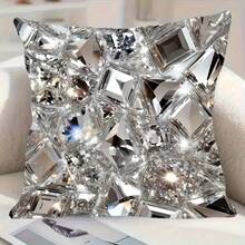 1pc Modern Luxury Pillow Cover - Elegant Diamond Pattern Cushion Case With Zip Closure, Soft Polyester Fabric - Sparkling Home & Car Decor For Living Room, Bedroom, Office, Stylish Accessory - 1 cái - Xem 3