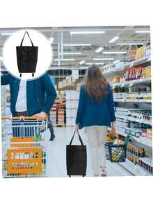 Portable Folding Grocery Shopping Trailer, Light Trolley With Wheels, Backable Bag, Shopping Bag For Express Delivery, Household Trolley, Lightweight, Home Supermarket Shopping, Fashionable, Waterproof, With Zipper Outdoor Decor,Shopping Bag With Wheels Foldable Grocery Shopping Cart Tug Portable Female Large Capacity Bag Home Supermarket