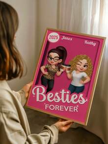 Catygift 定制闺蜜帆布画，个性化友情礼物，可添加姓名、年份、自定义图案，永远的好朋友艺术品，送给闺蜜的礼物，办公室装饰，优雅客厅装饰，家居装饰 - As Shown - 查看 10