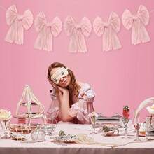 1pc Bow Garland Stylish Sweet Voile Big Bow Banner Party Decorations For Living Room, Bedroom Wedding Decorations And Birthday Party Gatherings Daily Life Wedding Theme Party Home Decor Butterfly Flag