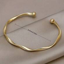 Elegant Simple Twist Open Cuff Bracelet Fashion Minimalist Style Adjustable Metal Bangle For Ladies Golden Silvery Choices Bracelet Charm Bracelet Bracelets For Women - 金色 - 查看 2
