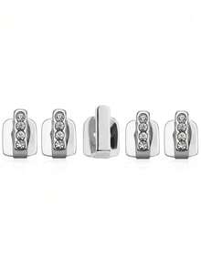 5pcs Smooth Rhinestone Tooth Jewelry Set, Personalized European & American Style Hip-Hop Tooth Grillz, Suitable For Daily Wear By Men And Women - Multicolor - View 8