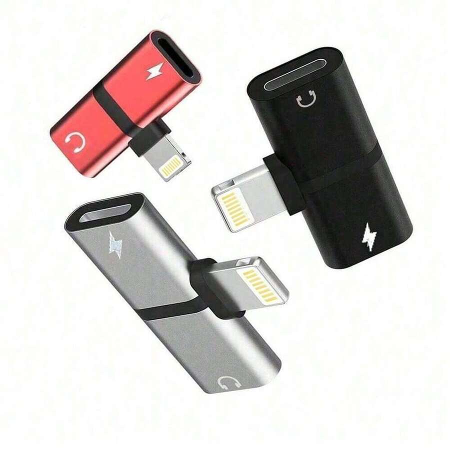 双 Lightning 端口音频 + 充电适配器，兼容 14 13 12 Mini 11 Pro Max XS XR X 7 8 Plus/iPad Air（仅兼容原装有线耳机） - 彩色 - 查看 1