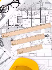 1pc Customizable Wooden Ruler - Personalize With Your Name And Motivational Text, Single-Sided Engraving, Engrave School Name, Great For Back To School, High Quality, Practical Student Gift, School Supply