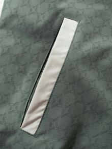 Young Men's Jacket, Fashion Minimalist Stand Collar Coat, Baseball Collar, Ribbed Cuffs, Color Block, Autumn/Winter - Green - View 8