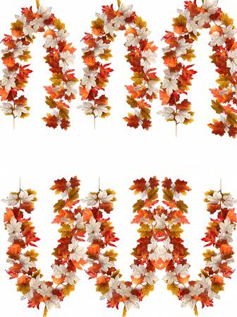 1pc 5.6ft Artificial Maple Leaf Wreath, Autumn Vine Tabletop Decor - Durable & Reusable, Suitable For Thanksgiving Family Gathering, Fireplace, Wedding, Home, Party, Indoor/Outdoor Decoration