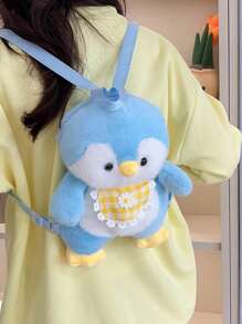 Cute Cartoon Penguin Plush Backpack For Kids, Novel Back To School Bag Suitable For Primary And Secondary School Students, Lightweight Casual Travel Vacation Storage Backpack, Autumn/Winter New Zipper Closure Commuter Bag - Grey - View 10