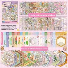 46 piezas Pegatinas decorativas DIY para la casa, libro de pegatinas de paisajismo, pegatinas de escenas (incluye 20 escenas, 26 hojas de material), pegatinas en 3D de casas en miniatura y micropaísajes para manualidades DIY, planificadores, puzzles, pegatinas de paisajes, reutilizables, sin pinzas - Multicolor - Ver 1