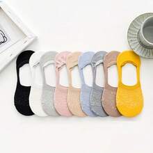 5 Pairs Of Women's Soft Invisible Boat Socks, Suitable For Casual And Formal Clothing - Invisible, Non Slip Silicone Grip, Mesh Thin Boat Socks, Suitable For Daily, Office, And Travel, Spring Thin Edition,Cute Solid Color Socks - 彩色 - 查看 8
