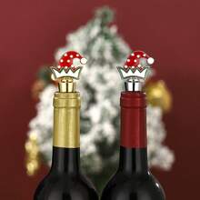 Mejor vendedor, Tapón de botella de vino con sombrero de Navidad, Sellador de botellas de vino, Regalo navideño - Multicolor - Ver 2