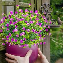 8pcs Artificial Flowers, Fake Outdoor Plants Faux Plastic Greenery Shrubs Indoor Outside Hanging Planter Flower Decoration, Garden Decor - Màu tím - Xem 7