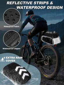 NEWHEY 3-In-1 Waterproof Reflective Bicycle Rear Rack Bag, 15L Capacity, With Rain Cover - Multicolor - View 6
