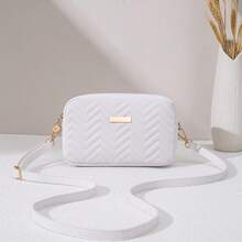 2025 New Design Embroidered Wavy V Pattern Metal Decor Children Adjustable Shoulder Strap Shoulder Bag