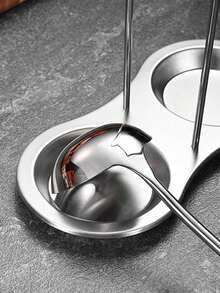 1pc Titanium Plated Stainless Steel Minimalist Western Style Soup Ladle Holder, Strainer Rack, Multi-Purpose Kitchen Hotpot Ladle Stand - Solid Color - View 4