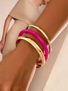 3 件套素面抛光手镯套装，优雅百搭，适合女性