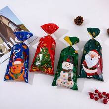 50pcs Christmas Gift Packaging Bags, Snowflake Cookie Candy Self-Sealing Bags, Tie Rope Bags Christmas Christmas Decorations Christmas Pajamas Christmas Gifts Christmas Decor