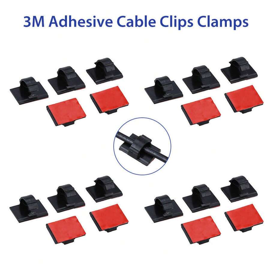 20Pcs Self-Adhesive Cable Clips Set Easy To Stick And Organize Wires For Home Office Car - Black - View 1