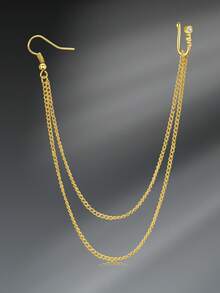 CIZME 1件/套金色假鼻环，鼻中隔链耳环饰品 - 鼻钉吊坠鼻链穿刺装饰，夹式吊坠鼻中隔耳环（女士款），万圣节装饰，珠子数量随机 - 金色 - 查看 14