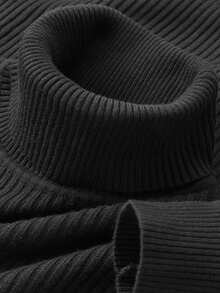 Men's Casual Ribbed Knit Turtleneck Sweater, Minimalist And Fashionable For Daily Wear, Fall
