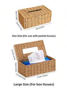 Handmade Woven Tissue Box, Oriental Zen Minimalist Style For Living Room, Bedroom, Office - Multicolor - View 2