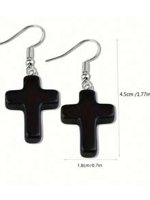 9 Pairs Of Fashionable Natural Stone Crystal Ear Studs, Women's Jade Cross-Shaped Earrings, Retro Earrings, Suitable For Daily Wear, Gifts For Both Men And Women