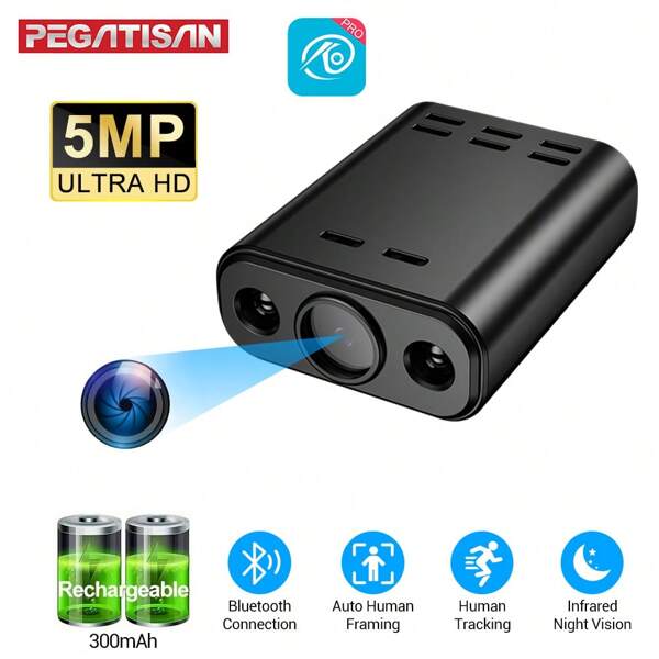 Mini WLAN Kamera 5MP HD eingebauter Akku Personenverfolgung IP Fernüberwachung Camcorder IR Nachtsicht Körperkamera tragbare Kamera