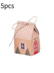 5 piezas Caja de caramelos de Navidad Caja de azúcar de papel kraft Casita de Navidad Empaque de hornear Caja de caramelos feliz Spot - Multicolor - Ver 11