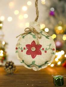 1pc Christmas Linen Pendant, Christmas Tree, Christmas Stocking, Ball, Five-Pointed Star Shape, Suitable For Christmas Party Decoration, Christmas Tree Hangings, Indoor Hangings For Living Room Bedroom Room Decoration Home Decor Christmas Decorations