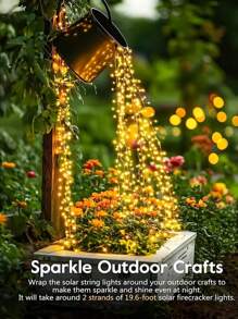 1pc 3m/5m Solar Powered String Lights, LED Firecracker Lights With 8 Flashing Modes, Outdoor Decor For Garden, Patio, Lawn, Tent, Wedding, Camping, Picnic, Railing, Suitable For Ramadan, Thanksgiving, Father's Day, Mother's Day, Can Be Used As Holiday, Birthday, Housewarming, Wedding Gift - Solar Firecracker Light String - View 9