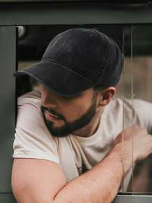 Unisex Vintage Washed Unstructured Baseball Cap Adjustable Dad Hat - Black - View 8