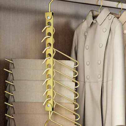 折叠式防滑裤架，适用于卧室衣柜和洗衣房——节省空间，防滑裤钩，经久耐用的轻巧设计，助您春季焕新衣橱，保持裤子整齐悬挂，不起皱，是小户型公寓、玄关和洗衣区的实用衣橱收纳神器。