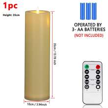 12 英寸/14 英寸无焰 LED 蜡烛灯 - 电池供电，带定时器的遥控器，适用于灯笼、门廊、壁炉，耐用且持久，非常适合万圣节、圣诞节和其他节日家居装饰 - 米黃色 - 查看 11