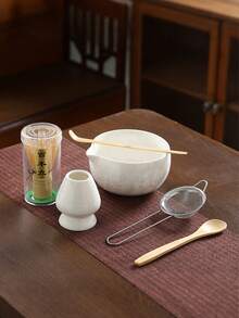 1 Set/4-6 Pcs Japanese Minimalist Ceramic Tea Set, Includes Matcha Whisk, Tea Bowl, Tea Spoon, Traditional Matcha Tea Ceremony Utensils, Home/Tea Room Tea Making Tools, Elegant Tea Art Gift