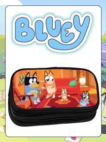 Bluey حافظة أقلام/كرتون بلوي/محمولة/أنيقة/مدمجة/جامعية/ملونة/فتاة/طالبة/عادية/ديكور حفلة/هدية