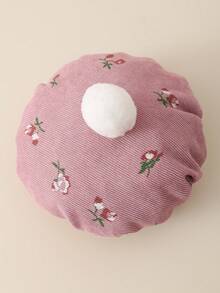 2 Stücke/Set elegantes Blumenkleid & weiße flauschige Baseballkappe Set für Baby Mädchen, minimalistischer Stil, Frühling/Herbst Outfit - Pink - Übersicht 10