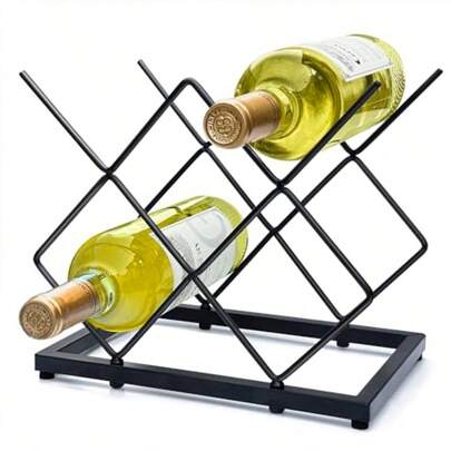 ~.Small Wine Racks Countertop 5 Bottle Capacity Metal Wine Bottle Holder Modern Black For Home Kitchen Bar Tabletop Wine Rack For Cabinet Pantry Wine Bottle Storage