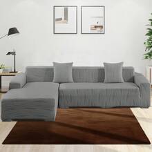 L Shape Sectional Sofa Covers, 2-Pieces Couch Covers Jacquard Elastic Stretch Sofa Slipcover For  3+3 Seater / 3+4 Seater Sofa Furniture Protector, Soft Couch Chaise Stretch L Shape Sofa Slipcovers With 4PCS Pillowcases - Xám - Xem 11