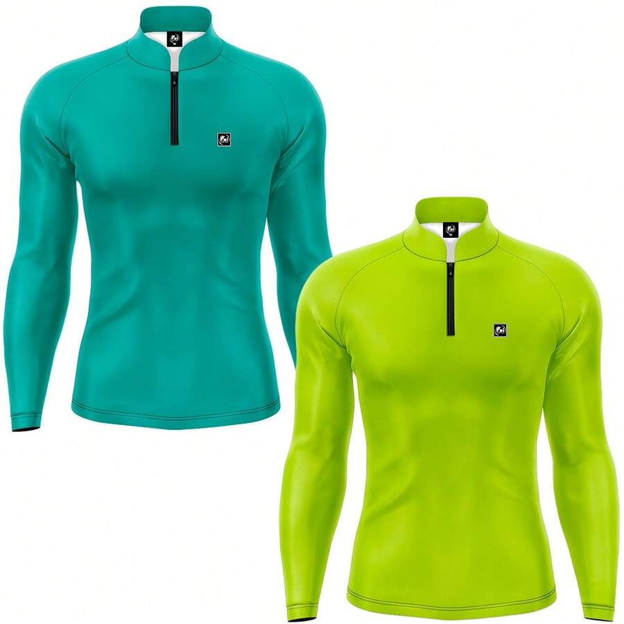 Koi Fishing Wear Kit 2 T-Shirts Basic Fishing Shirt With Sun Protection In Aqua Green And Lime Green. - 薄荷綠 - 查看 1