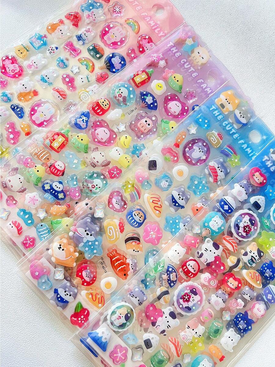 3D 水晶滴胶贴纸 - 柴犬、猫、兔子、猫头鹰，3D 贴纸，可用于剪贴簿、日记本、儿童奖励品、礼物 - 彩色 - 查看 1