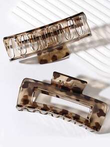 2 pezzi Set di fermagli per capelli quadrati trasparenti con stampa floreale leopardata, fermagli per capelli di alta qualità per coda di cavallo, frangia, festa, spiaggia, vacanza, performance, tè pomeridiano, regali per San Valentino, ritorno a scuola, Ringraziamento, compleanno, accessori per capelli autunnali, fermagli per capelli invernali